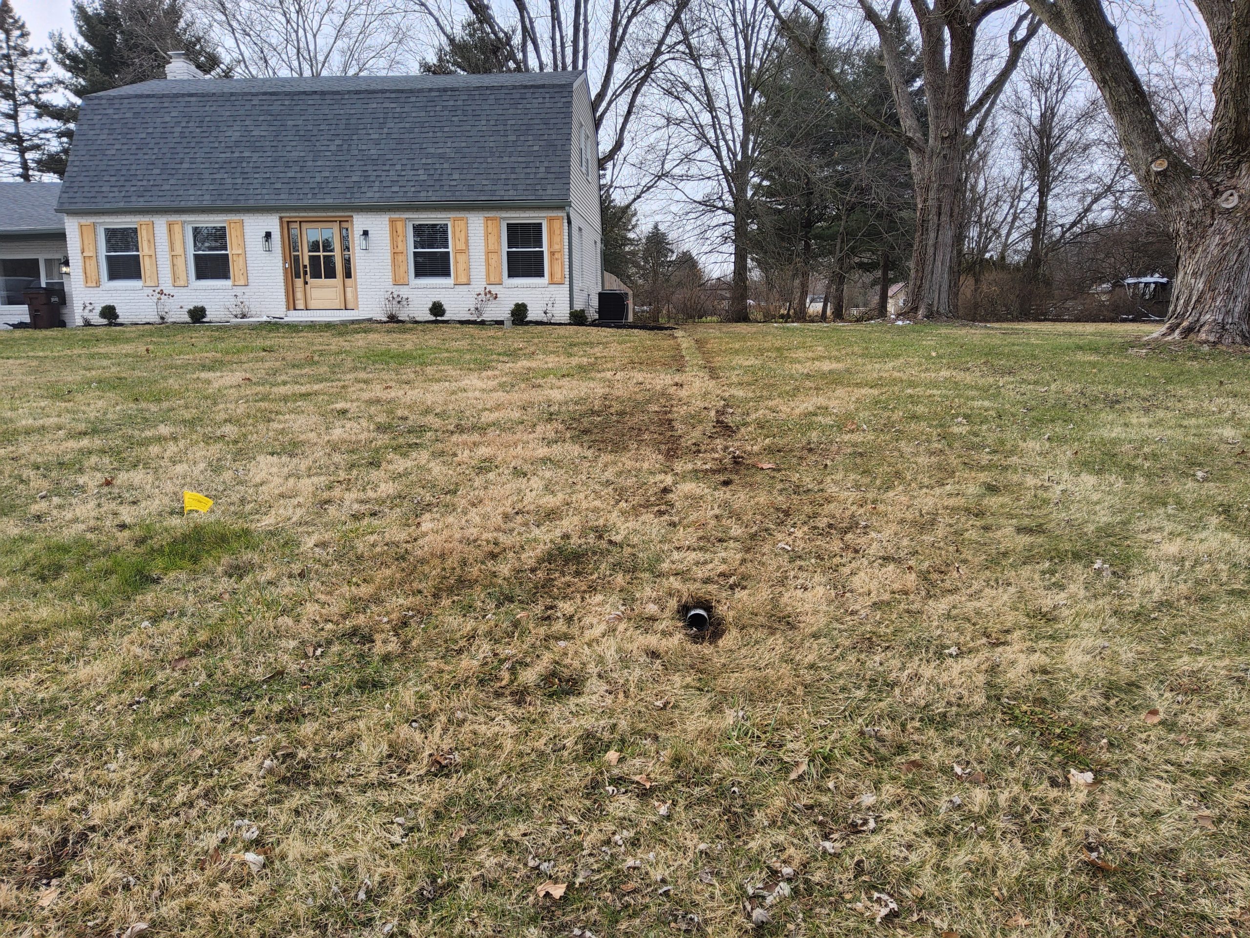completed subterranean yard drainage system in Columbus