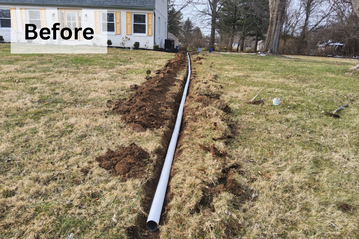 image showing Columbus yard drainage installation in progress