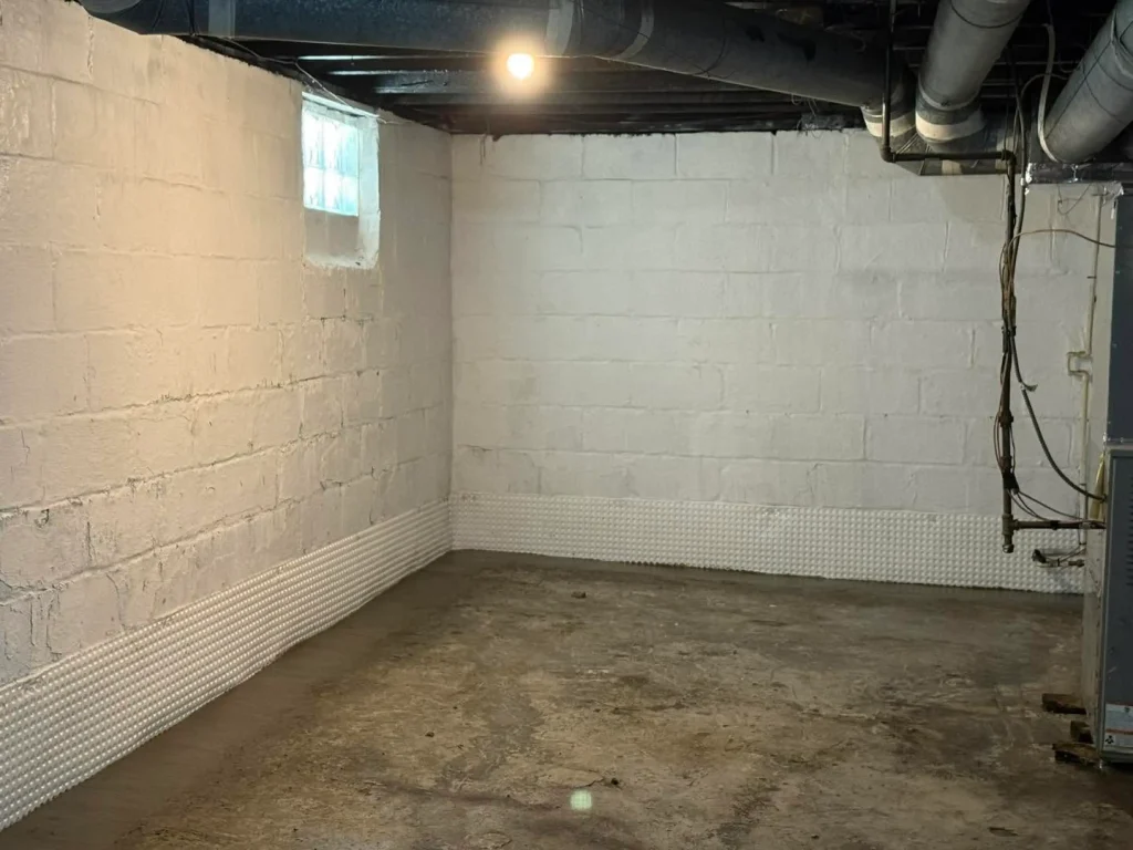 basement walls painted with waterproofing paint